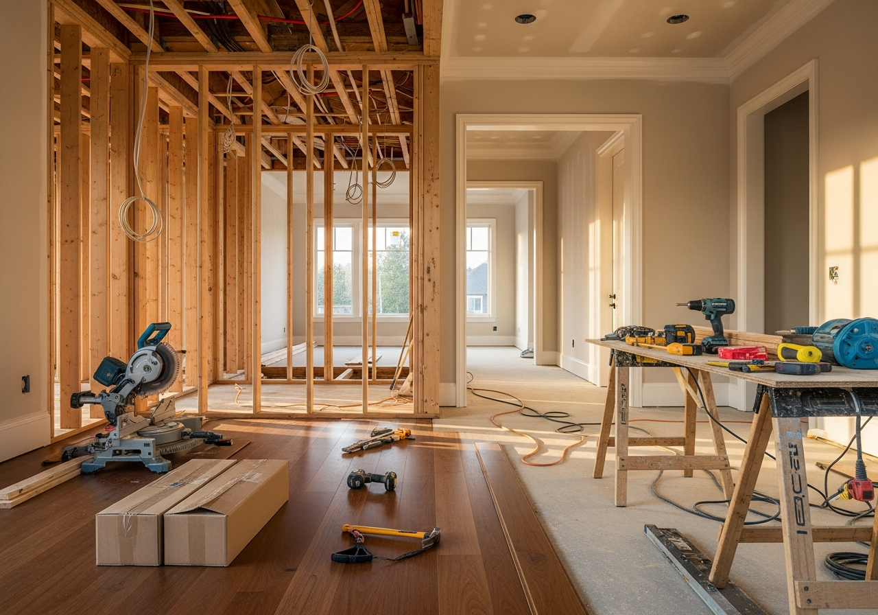 Residential construction progress — framing to finish by PLC in Florida